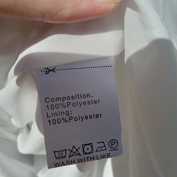 Floral Pleated Chiffon Dress Blue Puff Sleeve Sz Large by ePretty - Picture 8 of 9